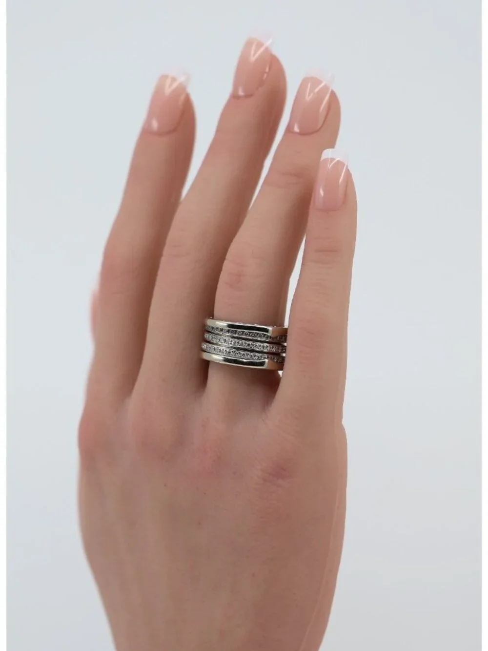 BVLGARI B.Zero1 4 Band 18K White Gold 3 Row 1.00ct Diamond Ring - Size 55 or 7